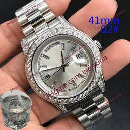 2 Colour high quality Diamond Watch 41mm Mechanical Mens Watches montre de luxe 2813 automatic Steel Waterproof watch259F