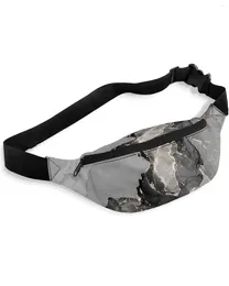 Waist Bags Marble Texture Black Bag Women Men Belt Large Capacity Pack Unisex Crossbody Chest