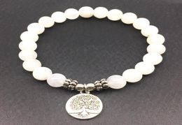 SN1334 High Quality Womens Bracelet Natural Moonstone Tree of Life Charm Bracelet Meditative Yogi Balance Bracelet6740939