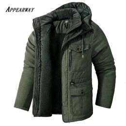 Mens Down Parkas APPEARWAY winter mens Parka jacket hooded thick wool windproof jacket military cargo jacket windproof jacket 231213
