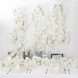 Decorative Flowers & Wreaths 2Pcs Artificial Cherry Blossom Vine White Petal Forever Plants Garland For Home Decoration Wedding Pa287j