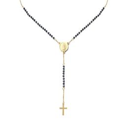 Pendant Necklaces Catholic Stainless Steel Rosary Beads Chain Y Shape Virgin Necklace For Women Men Religious Cross Jewelry9729436