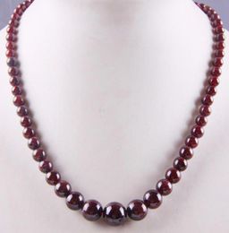 Chains Natural Garnet Graduated Round Beads Necklace 17 Inch Jewelry For Gift F1907549254