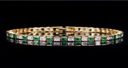 Choucong Brand New Wedding Bracelets Luxury Jewellery 18k Gold Fill Princess Cut 5A Cubic Zircon Emerald Gemstones Eternity Party Wo8682955