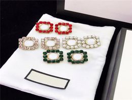 Shiny Diamond Earrings Women Charm Earrings Ladies Letters Studs Pearl Designer Studs Alphabet Charm Earring Luxury Jewelry3995609