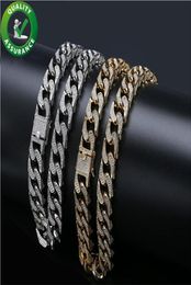 Hip Hop Jewellery Mens Chain Luxury Designer Necklaces Miami Cuban Link Gold Iced Out Chains Bling Diamond Rapper DJ Fashion P Style Charms7287655