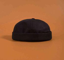 Men039s Summer Cotton Brimless Skullies Cap Vintage Urban Unique Street Portable Docker Hats Multipurpose Miki Beanie Hat Y21111105065