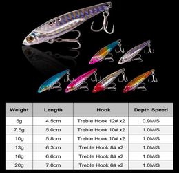 12pcslot 3D Eyes Metal Vib Blade Lure 575131620G Sinking Vibration Baits Artificial Vibe for Bass Pike Perch Fishing8772065