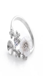 HOPEARL Jewelry DIY Mount Setting Flower Ring 925 Sterling Silver for Pearl Ring Mount 3 Pieces1246552