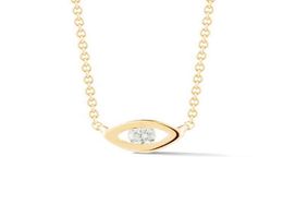 Gemnice Jewelry Mode-Minimalist-Halskette aus 925er-Sterlingsilber, 14 Karat vergoldet, runder Zirkon-Diamant-Augen-Anhänger-Halskette für Damen 2236048
