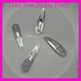 100PCS 4 0cm silver finish plain Round Head Metal Snap Clip with cross hole at lead and nickle quality2312