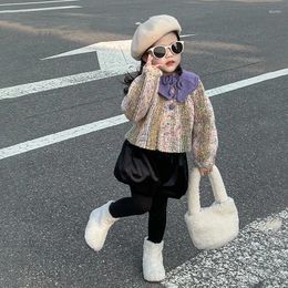 Clothing Sets Girls Sweater Jacket Foreign Fashion Children's Autumn Baby Girl Set Colourful Lapel Knitwear Bud Skirt