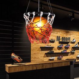 Basketball Pendant Lamp Kitchen Hanglamp Football Glass Lights Kids Room Industrial Hanging Light Fixture Lighting Lamps276D