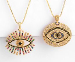 Evil Eye Necklace Iced Out Pendant Luxury Colourful CZ Collar Necklaces Fashion Women Girl 18K Gold Plated Cubic Zirconia Choker Je9589398