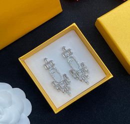Diamond Stud Earrings Designer Jewellery Fashion Silver Earring For Lady Women Party Studs Hoops Wedding Engagement For Bride With B7236311