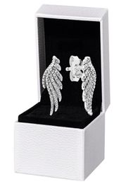 Authentic 925 Sterling Silver Wing Stud Earring Original box for CZ diamond Feather Earrings Women gift Jewellery set9013774