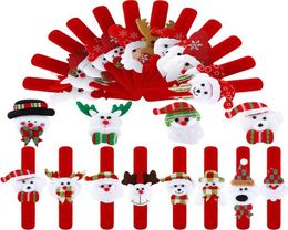 Charm Bracelets 16Pcs Christmas Slap Xmas Bands Party Toys Santa Claus Snowman Styles For Classroom Gift Favors7058988