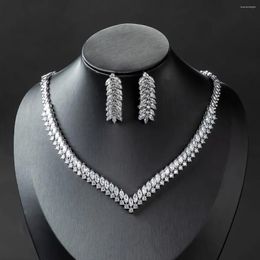 Necklace Earrings Set WEIMANJINGDIAN Brand Marquise Cut Cubic Zirconia And Earring Wedding Bridal Jewelry