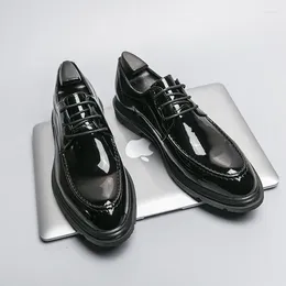 Dress Shoes 2023 Men's Fashion Social Wedding Men Derby Patent Leather Casual Black Prom