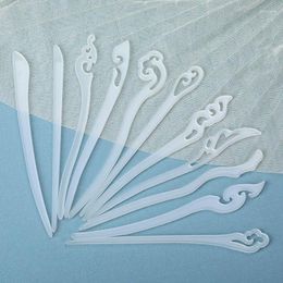 Hair Clips 2PC Modern Elegant Headdress Imitation Jade Cellulose Acetate Hairwear Ancient Costume Plain White Disc Unisex Gift