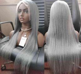 Virgin brazilian Coloured transparent hd front grey deep wave Grey human hair frontal lace wigs for black women17228386578940