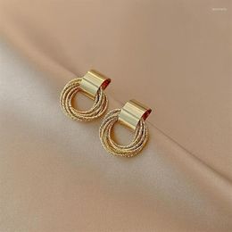 Stud Earrings Women's Simple Gold Colour Vintage Small Circle Tassel Piercing For Woman Unusual Korean Charm Ear Jewelry249p