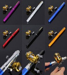 Mini Portable Aluminum Alloy Pocket Pen Shape Fish Fishing Rod Pole With Reel 6 Colors for Fly Fishing 25080272633804
