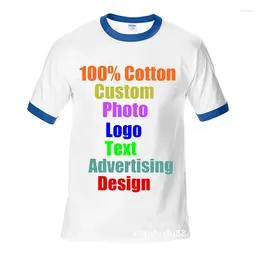 Men's T Shirts Custom Logo T-shirt Po Text Printing Cotton Patchwork Class Company Team Uniform