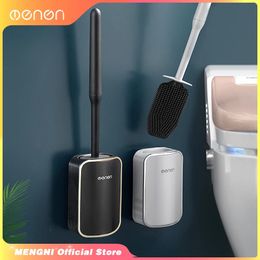 Toilet Brushes Holders MENGNI High Quality Luxury Toilet Brush Bathroom Wall-mount Quick Draining Clean Tool Cleaning Brush Bathroom Accessories Sets 231212