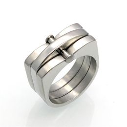 TOU TOSO Jewellery Stainless Rings Original wide band hollow Geometric D shaped fasion women screw ring Full size 6 7 8 9 10 11 12297A