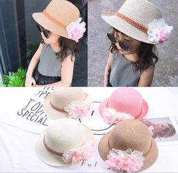 whole Summer Kids Floral Straw Hats Fedora Hat Children Visor Beach Sun Baby Girls Sunhat Wide Brim Floppy Panama For Girl3695286