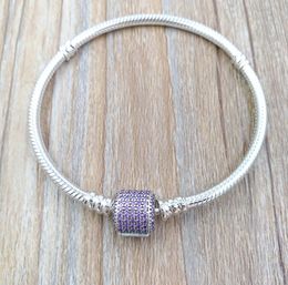 Signature Clasp Bracelet Fancy Purk Cz Authentic 925 Sterling Silver Fits European Style Jewelry Charms & Beads Andy Jewel 590723CFP8391045