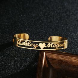 Customized Cursive Name Bracelet For Men Jewelry Personalized Any Nameplate Open Cuff Bangle Women Gift Dropshippin C19041704276s