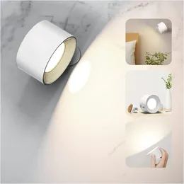 Wall Lamp LED Light Indoor Mounted Reading Lamps Touch Control 3 Brightness Levels USB Charging Port 360° Rotatable For Livin