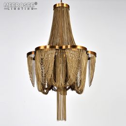 Modern Chandeliers Indoor Lighting Post Chain Aluminium Silver Pendant Lamp Suspension Hanging Drop Lustre for Living room Hotel Project Lights