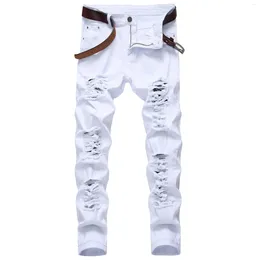 Men's Jeans Ruined Hole Denim Hip Hop High Street Trousers Brand Silm Straight Ripped Pants Male Large Size