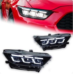 Car Front Lights For Ford Mustang 20 15-20 17 Headlights Assembly Automobile With LED DRL Dynamic Turn Signal Lights