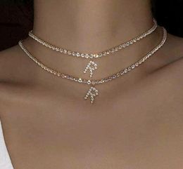 Pendant Necklaces AZ Letter Initial Necklace Gold Silver Color Tennis Chain Choker Rhinestone Woman PartyWedding Fashion Jewelry3607764