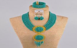 Earrings Necklace Aqua Blue African Jewellery Set Crystal Nigerian Wedding Sets For Women 6CLS017377767