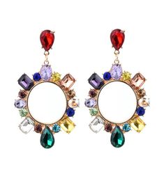 Iced Out Drop Stud Earrings Jewerly Women Round Circle Dangles Fashion Designer Bling Crystal Rhinestone Wedding Party Statement C2585844