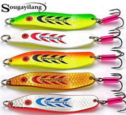 Sougayilang Metal Strong Hard Lure Spinner Spoon 5 Colours Fishing Lures Artificial Popper Crank Bait Saltwater Tackle Tool 2202217921036