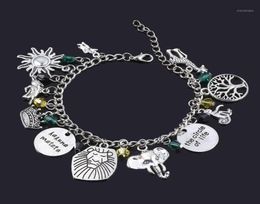 Charm Bracelets Anime The Lion King Bracelet Simba Tree Of Life Elephant Pendant Bangles For Women Girls Fashion Jewellery Gift17116956