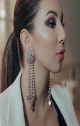 Luxury Studs Tassel Drop Earrings Fashion Design Jewellery Long Dangles Exaggerated Big Statement Crystal Rhinestone Love Party Earr3055351