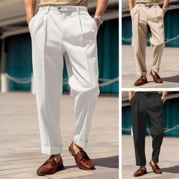 Men's Suits Loose Fit Men Trousers Casual Formal Business Style Suit Pants With Wide Leg Ankle Length Mid Waist Soft