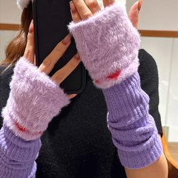Women Winter Warm Gloves Sexy Faux Rabbit Fur Hand Wrist Warmer Fingerless Gloves Mittens For Ladies Half-Finger Gloves