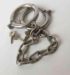 Nxy Sex Adult Toy Stainless Steel Leg Irons Chain Oval Metal Hand Ankle Cuffs for Bdsm Bondage Restraints Game Slave Toys Couple 18461791