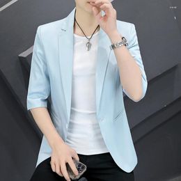 Men's Suits 2023 High-quality Summer Fashion Handsome Korean Version Slim Mid-sleeve Small Suit Casual Half Sleeve Single West Coat