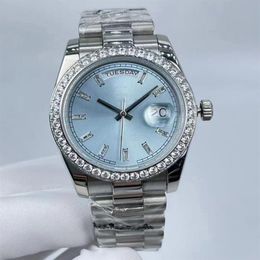 Watchsc - 36mm movement Watch Automatic Mechanical Womens Bezel Stainless Steel Diamond watches day date fashion Lady Waterproof W2439