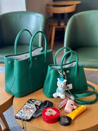 Wholesale Top Original Hremmss Party Garden tote bags online shop 2024 New Head Layer Cowhide Green Bag Single Shoulder Have Real Logo