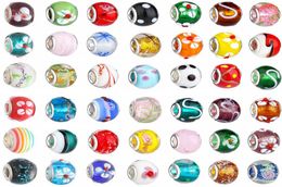 50pcsLot Mix Colour Big Hole Glass crystal beads charm Loose Spacer craft European beaded For bracelet Necklace Jewellery Findings 3009136